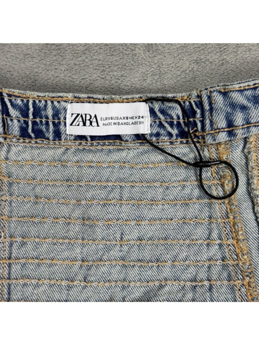 Zara Strapless Bustier Denim Jumpsuit Size XS Y2K Light Wash Straight Leg Jean - Picture 6 of 11